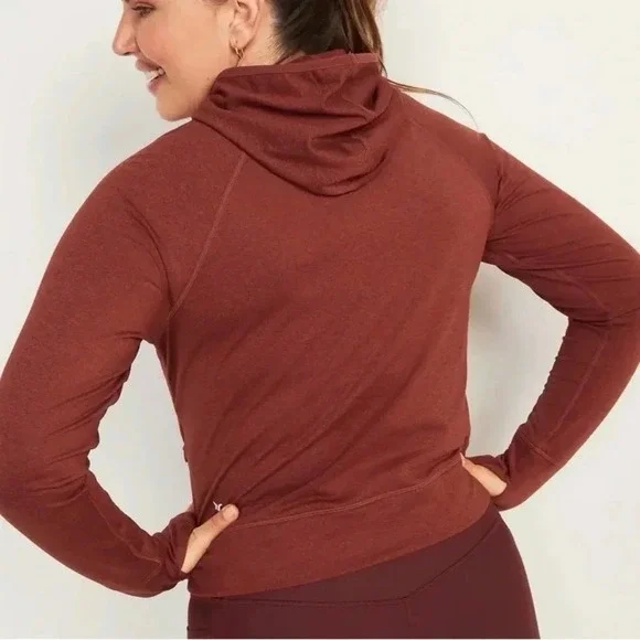 Old Navy XXL Cowlneck Cropped Pullover New Rust Athleisure Activewear Sporty - Picture 2 of 16